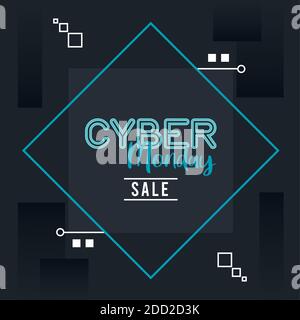 Cyber montag Verkauf Poster mit Rhombus Rahmen Vektor Illustration Design Stock Vektor
