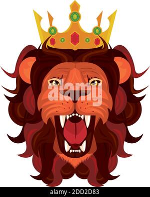 Kopf des Löwen König mit Krone bunte Symbol Vektor Illustration Design Stock Vektor