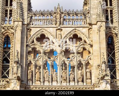 Details der Westfassade der Kathedrale Santa Maria - Burgos, Kastilien und Leon, Spanien Stockfoto