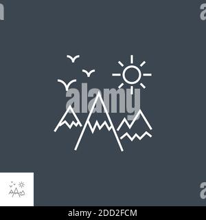 Symbol Für „Berge Landschaft“ Mit Vektorlinie. Stock Vektor
