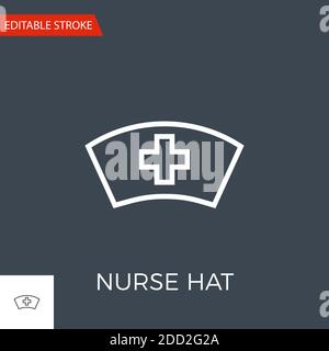 Schwesternhut – Vektor-Symbol Mit Dünner Linie. Stock Vektor