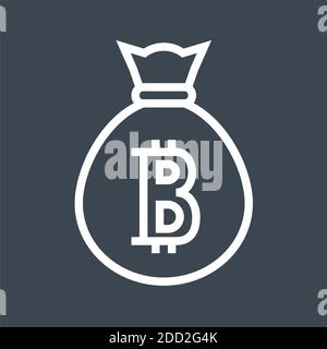 Geldbeutel mit Bitcoin Thin Line Vektor-Symbol Stock Vektor
