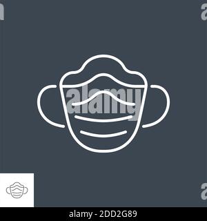 Symbol für dünne Linie im Zusammenhang mit medizinischen Masken. Stock Vektor