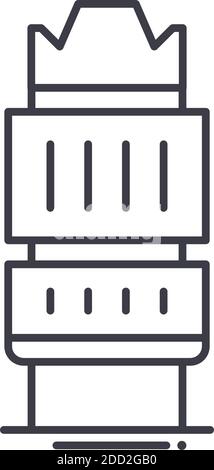 Weitwinkelobjektiv Symbol, lineare isolierte Illustration, dünne Linie Vektor, Web-Design-Zeichen, Umriss Konzept Symbol mit editierbaren Kontur auf weißem Hintergrund Stock Vektor