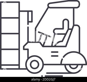 Lager Gabelstapler Symbol, lineare isolierte Illustration, dünne Linie Vektor, Web-Design-Zeichen, Kontur Konzept Symbol mit editierbaren Strich auf weiß Stock Vektor