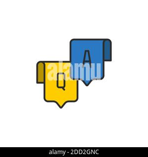 FAQ-Symbol, Farbe, Linie, Kontur Vektor-Zeichen, lineare Stil Piktogramm isoliert auf weiß. Symbol, Logo-Illustration. Bearbeitbare Kontur. Pixel perfekt Stock Vektor