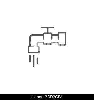Wasserhahn und Drop Symbol, Farbe, Linie, Kontur Vektor-Zeichen, lineare Stil Piktogramm isoliert auf weiß. Symbol, Logo-Illustration. Bearbeitbare Kontur. Pixel pe Stock Vektor