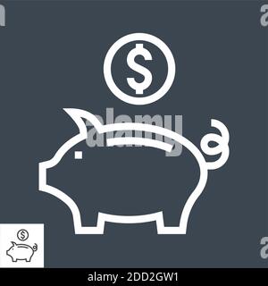 Piggy Bank Thin Line Vektor-Symbol Stock Vektor