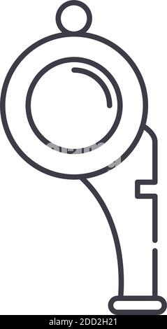 Pfeifende Symbol, lineare isolierte Illustration, dünne Linie Vektor, Web-Design-Zeichen, Kontur Konzept Symbol mit editierbaren Strich auf weißem Hintergrund. Stock Vektor
