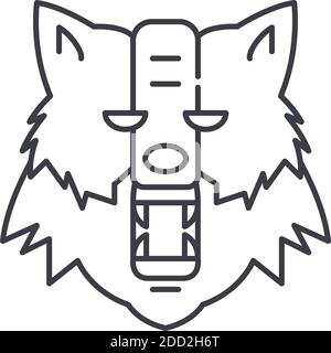 Waren Wolf Symbol, lineare isolierte Illustration, dünne Linie Vektor, Web-Design-Zeichen, Kontur Konzept Symbol mit editierbaren Strich auf weißem Hintergrund. Stock Vektor