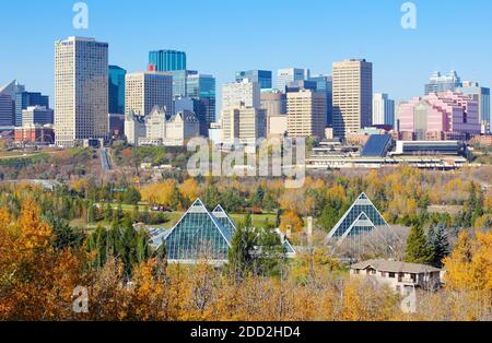 Stadtbild der Innenstadt von Edmonton, Alberta, Kanada in Herbstfarben. Stockfoto