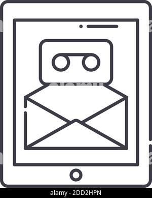 Voicemail-Symbol, lineare isolierte Illustration, dünner Linienvektor, Webdesign-Zeichen, Umrisskonzept-Symbol mit bearbeitbarer Kontur auf weißem Hintergrund. Stock Vektor