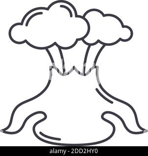 Vulkan-Symbol, lineare isolierte Illustration, dünne Linie Vektor, Web-Design-Zeichen, Kontur Konzept Symbol mit editierbaren Strich auf weißem Hintergrund. Stock Vektor