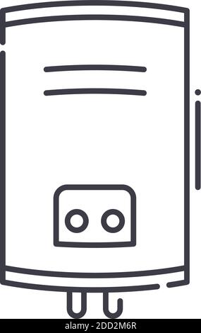 Warmwasserbereiter Symbol, lineare isolierte Illustration, dünne Linie Vektor, Web-Design-Zeichen, Umriss Konzept Symbol mit editierbaren Strich auf weißem Hintergrund. Stock Vektor