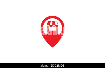 Shop Store Markt mit Pin-Karte Lage Logo Vektor-Symbol Illustrationsdesign Stock Vektor