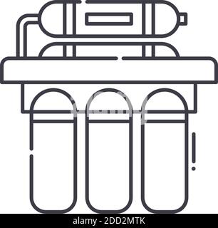 Wasserfilter-Konzept-Symbol, lineare isolierte Illustration, dünne Linie Vektor, Web-Design-Zeichen, Umriss-Konzept-Symbol mit editierbaren Strich auf weiß Stock Vektor