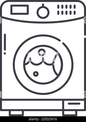 Waschmaschine Bild Symbol, lineare isolierte Illustration, dünne Linie Vektor, Web-Design-Zeichen, Kontur Konzept Symbol mit editierbaren Strich auf weiß Stock Vektor
