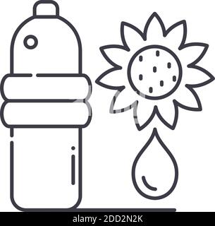 Pflanzenöl Symbol, lineare isolierte Illustration, dünne Linie Vektor, Web-Design-Zeichen, Kontur Konzept Symbol mit editierbaren Strich auf weißem Hintergrund. Stock Vektor