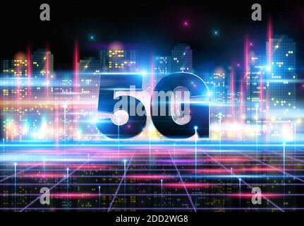 5G konzeptionelle moderne und futuristische Informationstechnologien und Business Illustration - Hintergrund Stockfoto