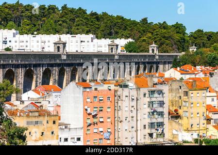Das aquädukt Aguas Livres in Portugiesisch: Aqueduto Das Aguas Livres Aquädukt der freien Gewässern ist eine historische Aquädukt in der Stadt Lissabon, Portugal. Stockfoto