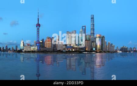 Shanghai The bund Nachtansicht Stockfoto