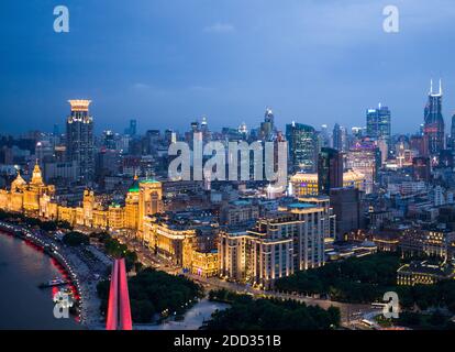 Shanghai Stadtbau Landschaft bei Nacht Stockfoto