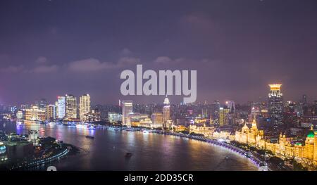 Shanghai Stadtbau Landschaft bei Nacht Stockfoto