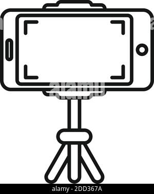 Smartphone Stativ Video aufnehmen Symbol, Umriss Stil Stock Vektor