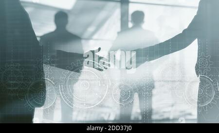 Geschäftslösungen für Erfolg und Strategie. Gear Mixed Media Konzept. Stockfoto