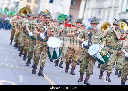 Mailand Italien 12. Mai 2019: Nationale Parade des Alpenkorps eine Fanfare Stockfoto