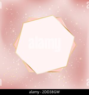 Rosa glänzende Sterne Hintergrund mit goldenem Rahmen. Kann für Hochzeitseinladung, Valentinskarte verwendet werden. Vektorgrafik EPS10 Stock Vektor