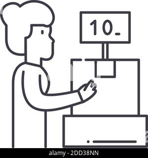 Auftragsgewicht Symbol, lineare isolierte Illustration, dünne Linie Vektor, Web-Design-Zeichen, Kontur Konzept Symbol mit editierbaren Kontur auf weißem Hintergrund. Stock Vektor