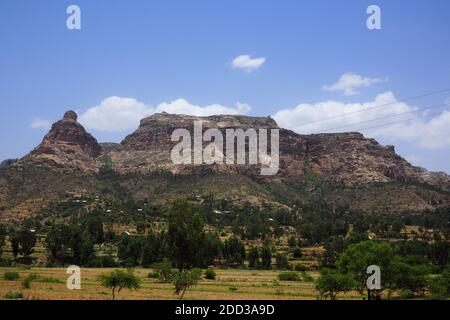 Tigray, Äthiopien - 14. August 2018. :Typische Berglandschaft in Tigray Region von Äthiopien Stockfoto