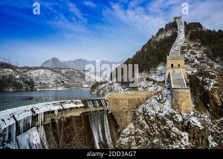 Peking huairou neun über den Fluss Stadt huanghua Tolle Wasserwand Stockfoto