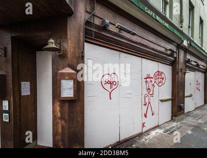 Leeres Soho in London während der Lockdown. Stockfoto