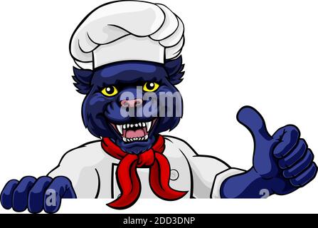 Panther-Chef Mascot Zeichen Cartoon Charakter Stock Vektor