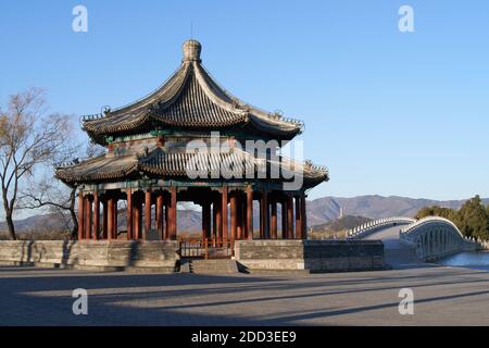 Der Sommerpalast in Peking Winterlandschaft Stockfoto