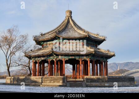 Der Sommerpalast in Peking Winterlandschaft Stockfoto