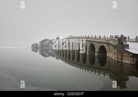 Der Sommerpalast in Peking Winterlandschaft Stockfoto