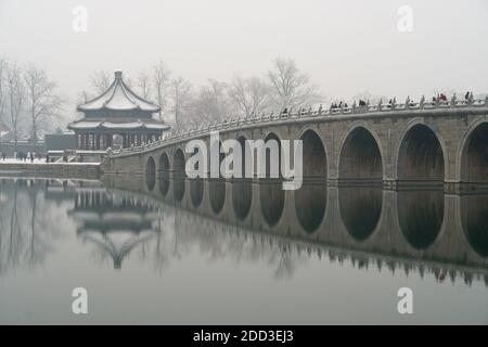 Der Sommerpalast in Peking Winterlandschaft Stockfoto