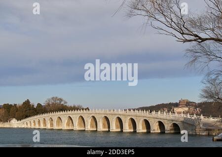 Der Sommerpalast in Peking Winterlandschaft Stockfoto