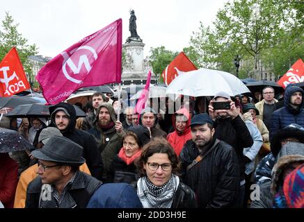 Pierre Laurent, Olivier Besancenot und Guillaume Balas der einheitliche Treffpunkt der Republik in Paris, Frankreich am 30. April 2018. Foto von Alain Apaydin/ABACAPRESS.COM Stockfoto