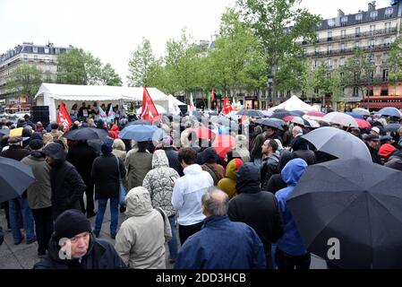 Pierre Laurent, Olivier Besancenot und Guillaume Balas der einheitliche Treffpunkt der Republik in Paris, Frankreich am 30. April 2018. Foto von Alain Apaydin/ABACAPRESS.COM Stockfoto