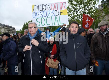 Pierre Laurent, Olivier Besancenot und Guillaume Balas der einheitliche Treffpunkt der Republik in Paris, Frankreich am 30. April 2018. Foto von Alain Apaydin/ABACAPRESS.COM Stockfoto