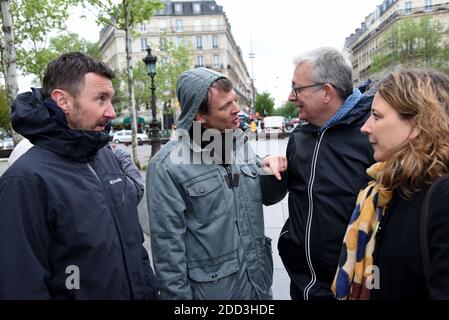 Pierre Laurent, Olivier Besancenot und Guillaume Balas der einheitliche Treffpunkt der Republik in Paris, Frankreich am 30. April 2018. Foto von Alain Apaydin/ABACAPRESS.COM Stockfoto