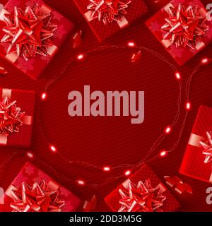 Roter Hintergrund für Weihnachten und Happy New Year Poster Stock Vektor