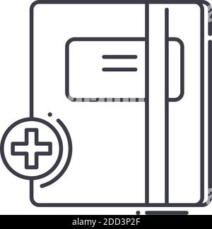 Lieblings-Buch-Symbol, lineare isolierte Illustration, dünne Linie Vektor, Web-Design-Zeichen, Kontur Konzept-Symbol mit editierbarer Kontur auf weißem Hintergrund. Stock Vektor