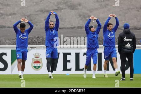 Gelsenkirchen, Deutschland. 25. Apr 2018. firo: 25.04.2018 Fußball, 1. Bundesliga, Saison 2017/2018, FC Schalke 04, Training, MCKENnie, BENTALEB, HARIT, STAMBOULI zur weltweiten Nutzung Credit: dpa/Alamy Live News Stockfoto