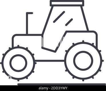 Bauernhof Traktor Symbol, lineare isolierte Illustration, dünne Linie Vektor, Web-Design-Zeichen, Kontur Konzept Symbol mit editierbaren Strich auf weißem Hintergrund. Stock Vektor