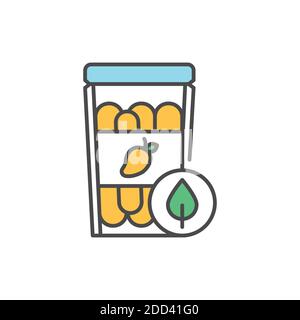 Getrocknete Mango Verpackung Farbe Linie Symbol. Piktogramm für Webseite, mobile App, Promo. Stock Vektor